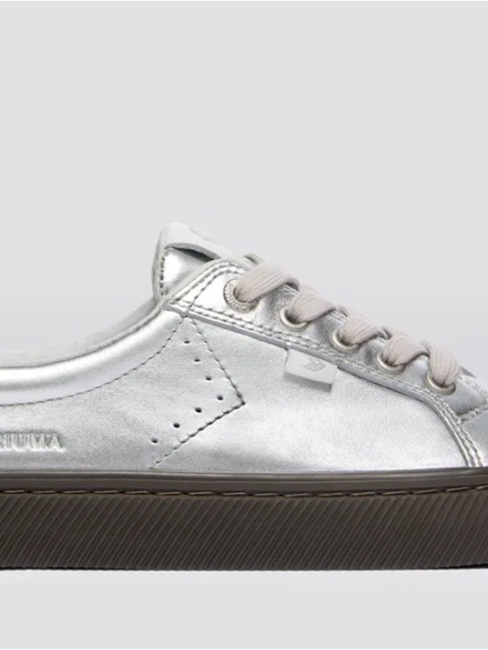 OCA Low Teak Silver Metallic Leather Sneaker